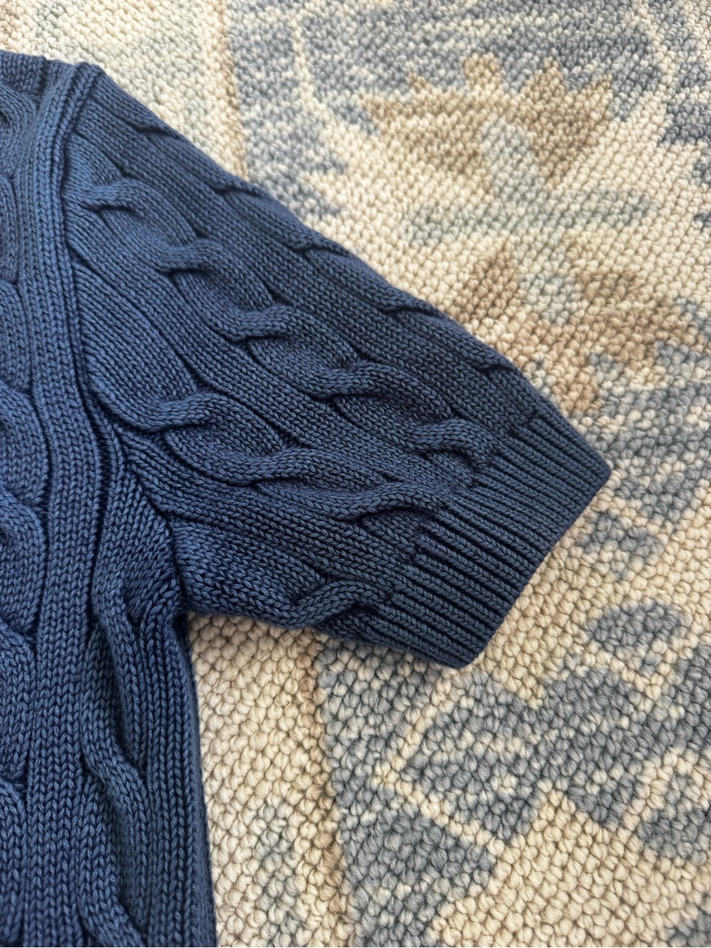 Women’s Polo Ralph Lauren Navy Cable-Knit Short-Sleeve Cardigan (medium) - Picture 5 of 6